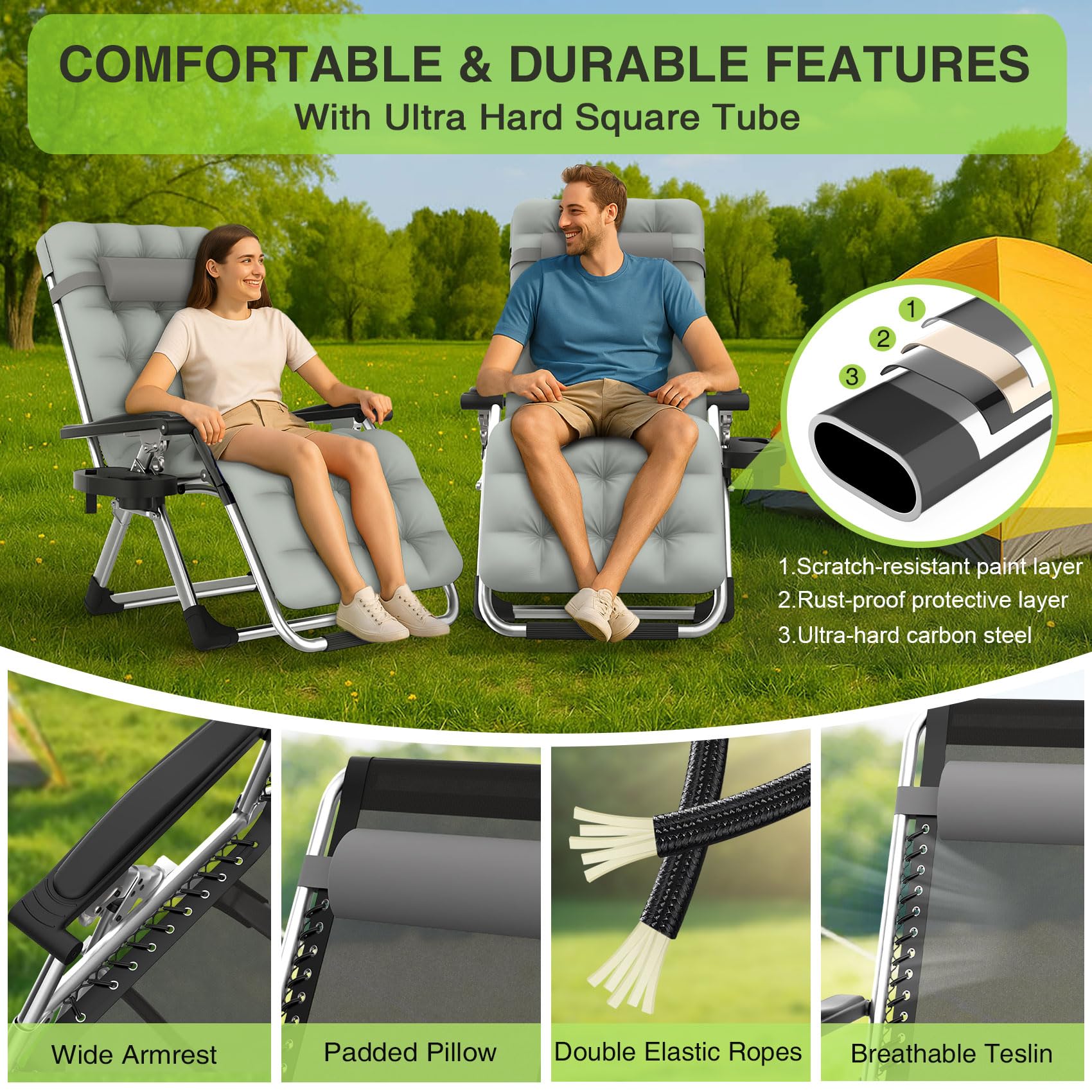 Suteck folded chair next to a backpack showing portable size and simple transport