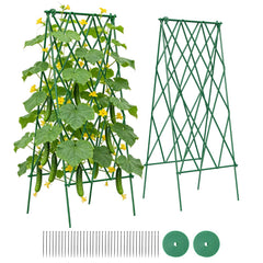 Suteck front view A-frame trellis showing dual-sided support and compact footprint