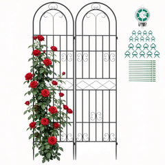 Suteck front view of two trellis panels showing elegant arch and finish benefits structure