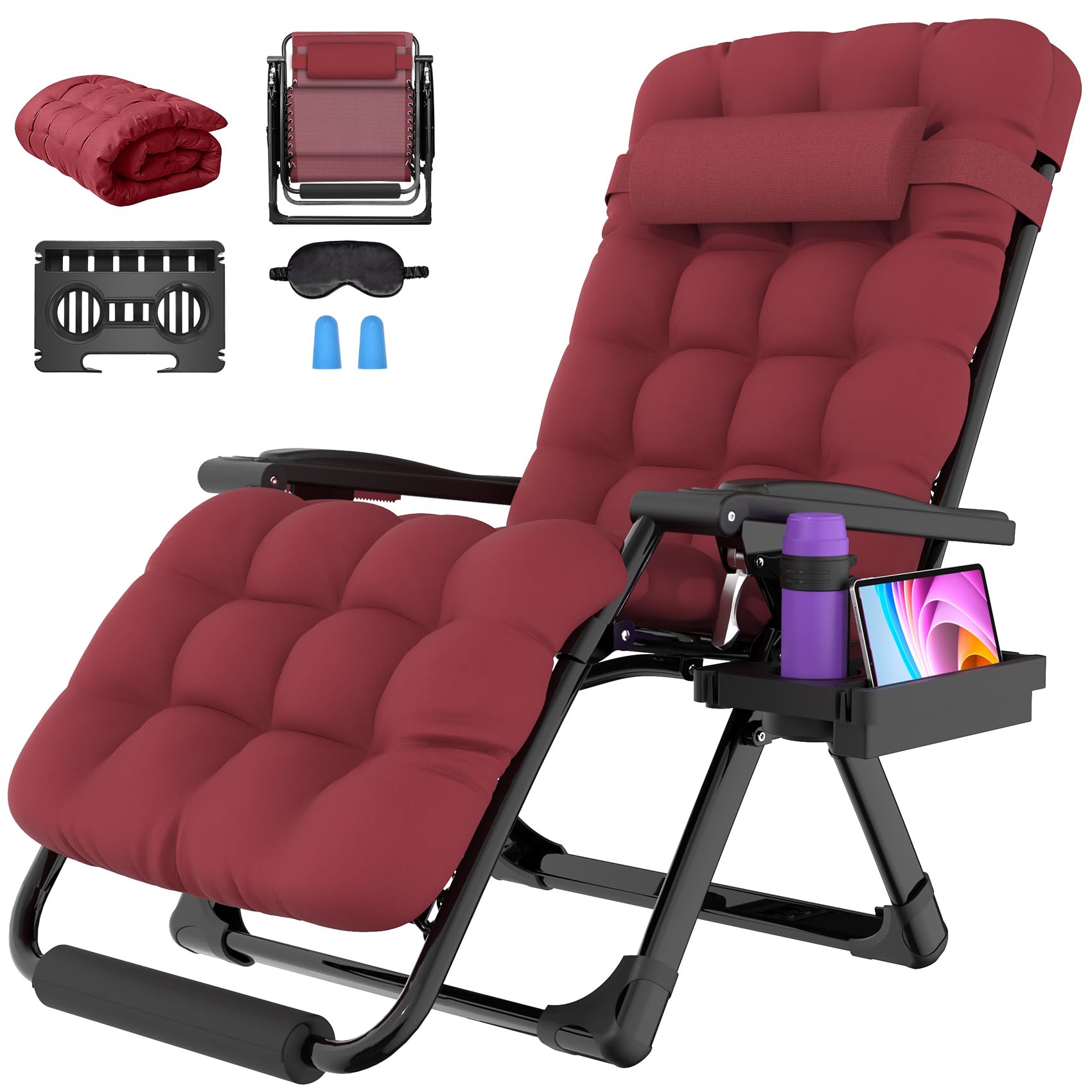 Suteck front view of oversized chair showing sturdy frame and roomy seat benefit comfort