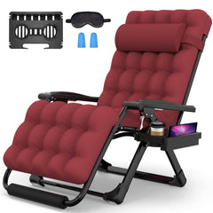 Suteck front view of oversized zero gravity chair showing roomy seat and recline benefit