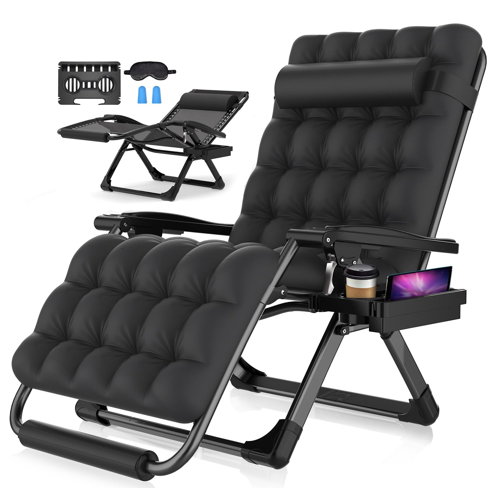 Suteck front view of oversized zero gravity chair showing roomy seating and comfort