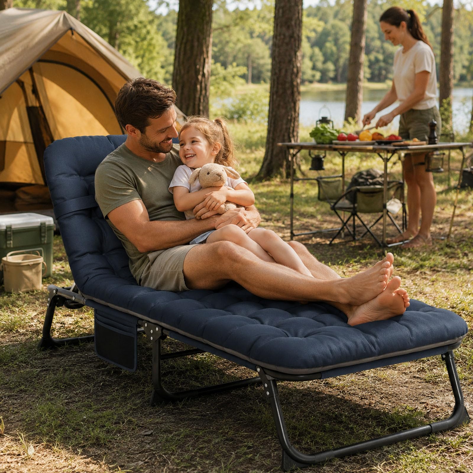 Suteck lifestyle beach scene showing portable relaxation outdoors