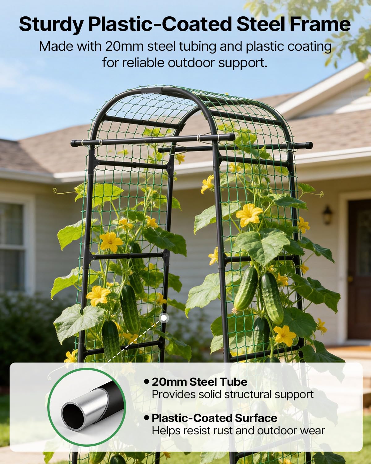 Suteck nylon net detail with ties showing secure plant attachment benefit