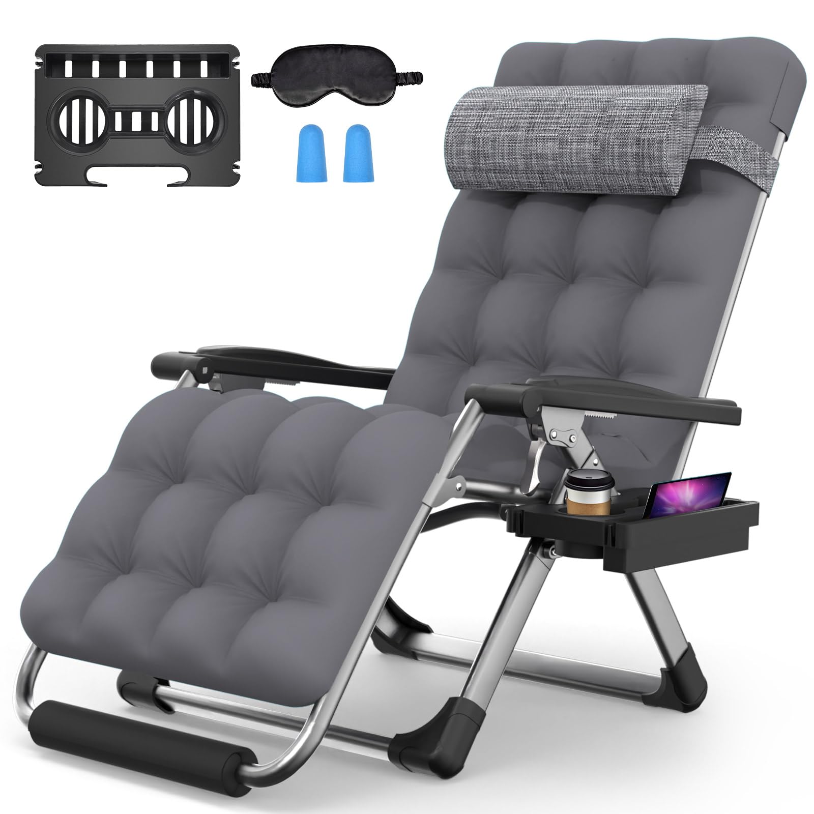 Suteck oversized zero gravity chair front view showing stable frame and cushion comfort