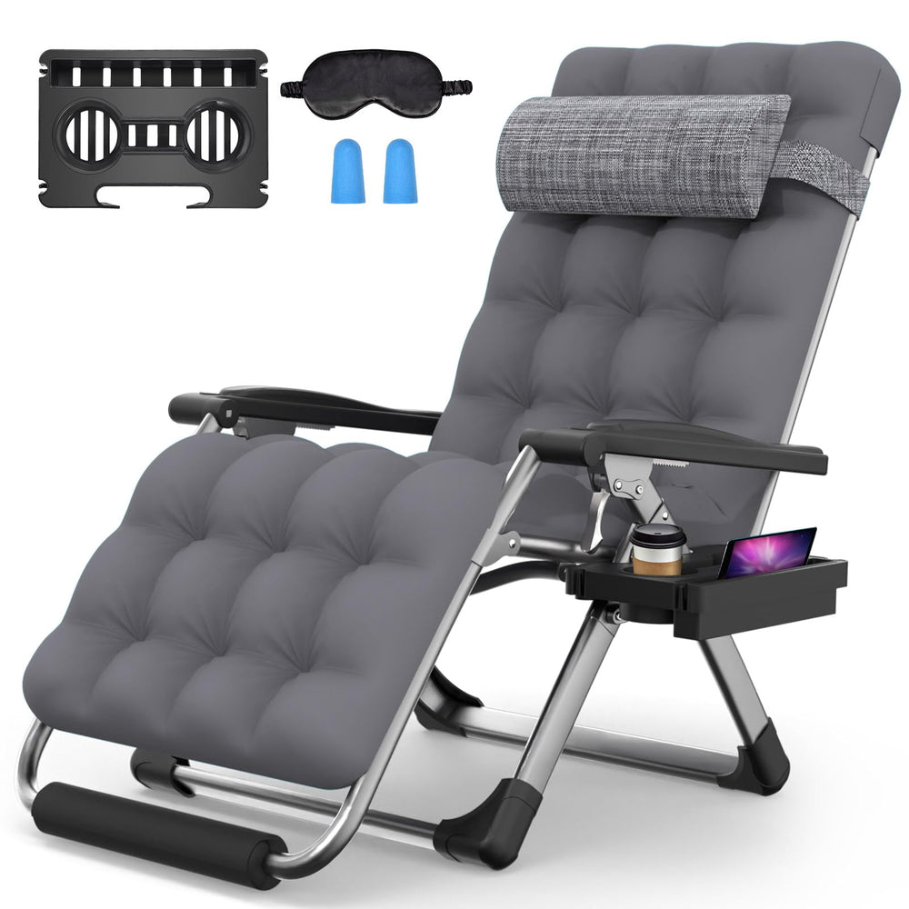 Suteck oversized zero gravity chair front view showing stable frame and cushion comfort