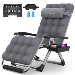 Suteck oversized zero gravity chair front view showing stable frame and cushion comfort
