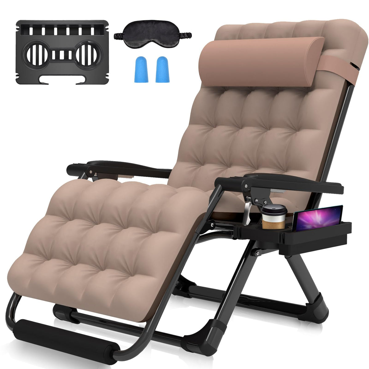 Suteck oversized zero gravity chair front view showing roomy seating and stable frame benefit comfort