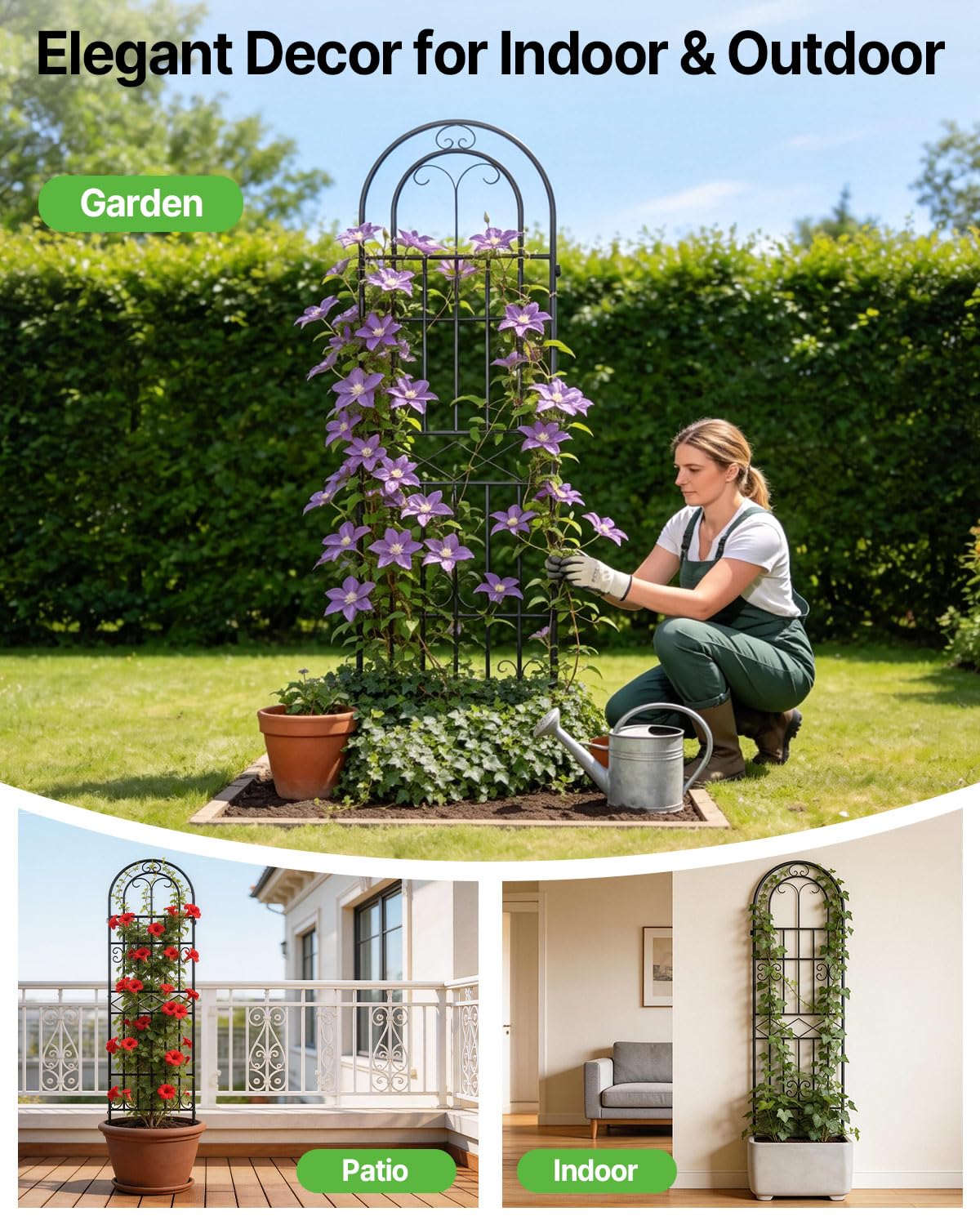 Suteck packaged trellis with plant ties and stakes showing ready-to-install convenience benefit