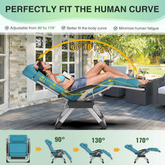 Suteck recliner in use on patio demonstrating ergonomic relaxation