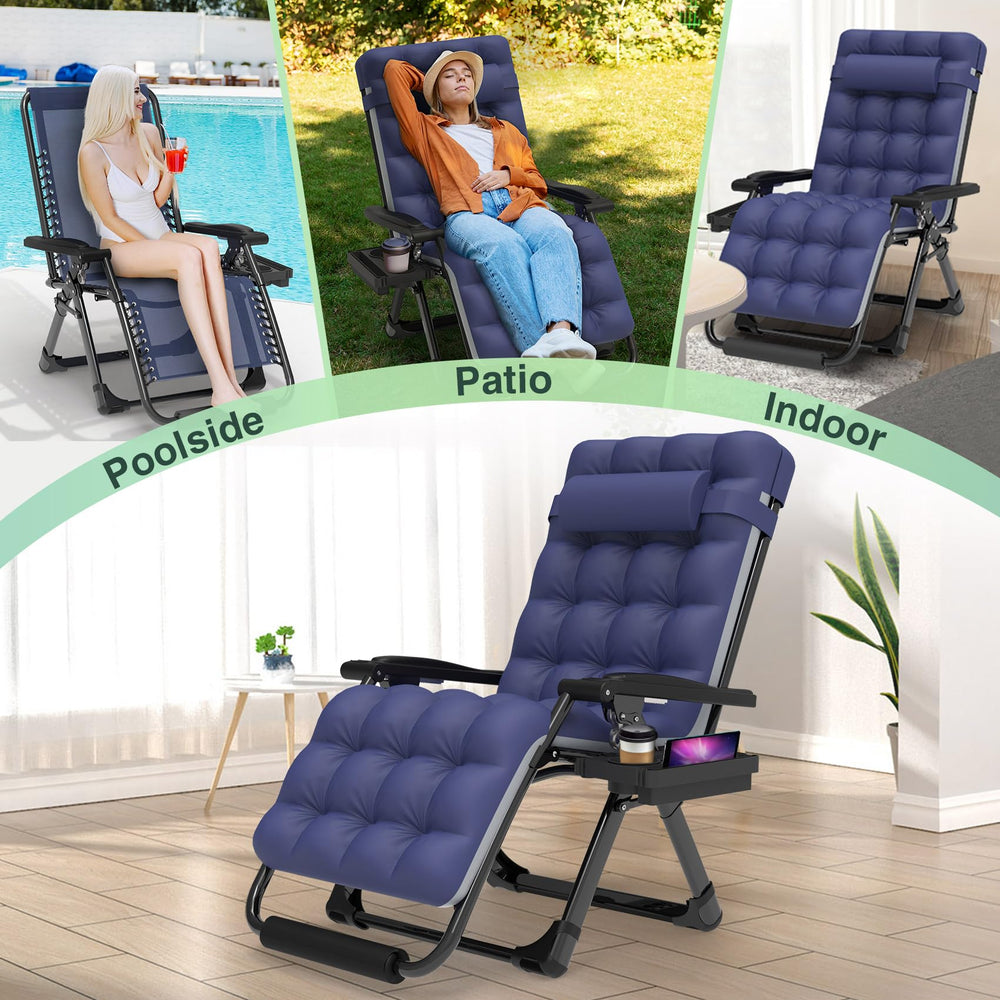 Suteck chair beside person showing extra-wide 29-inch seating space