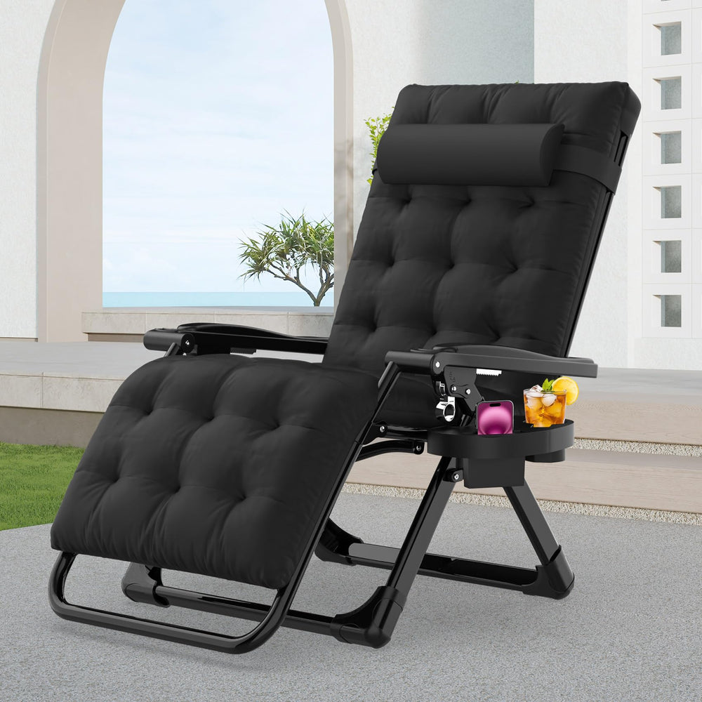 Suteck front view of zero gravity chair showing sturdy frame and cushion comfort