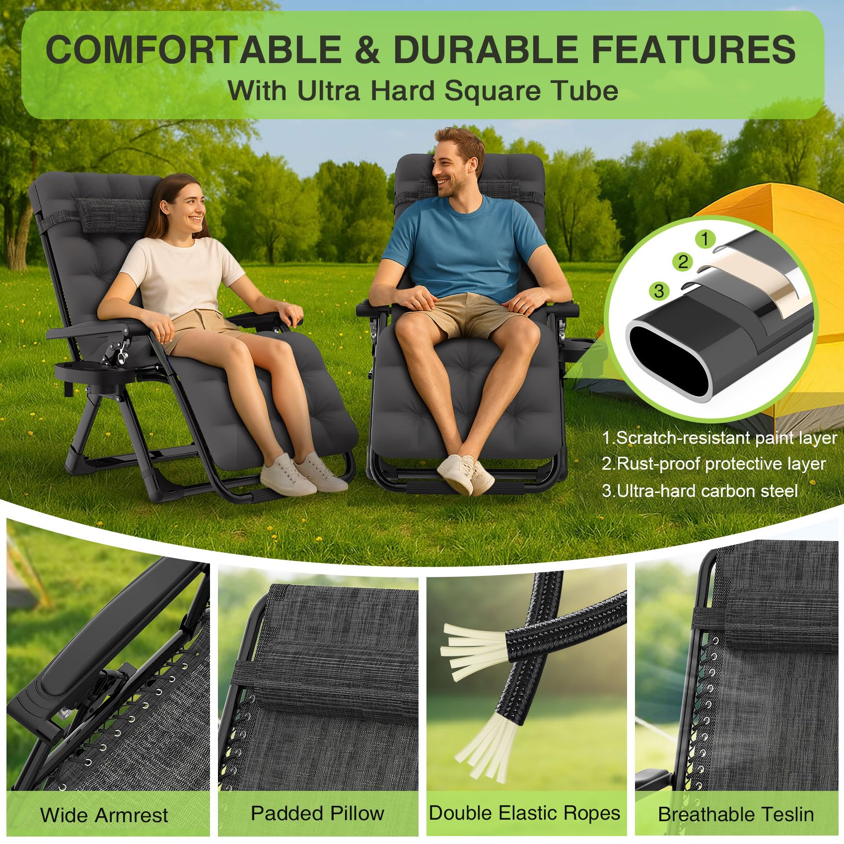 Suteck detachable 4 inch cushion detail showing plush padding and breathable fabric for comfort