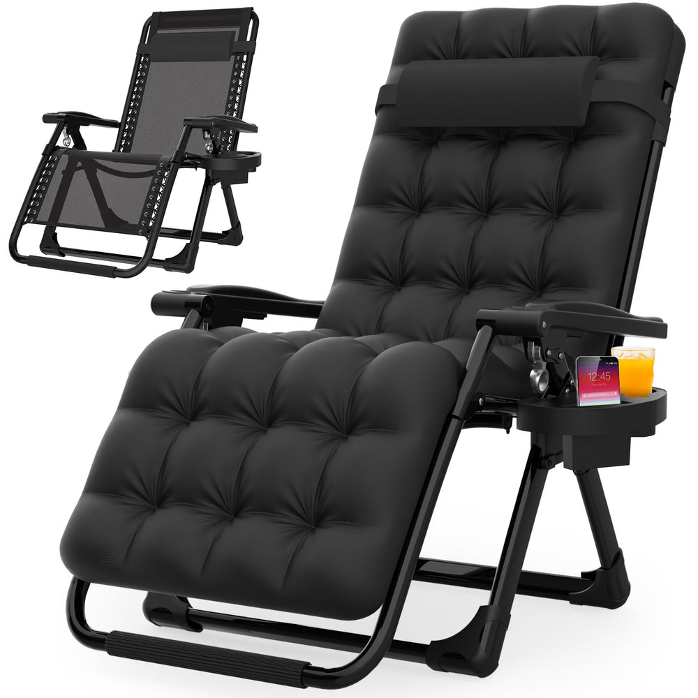 Suteck front view of chair showing sturdy frame and reclining comfort