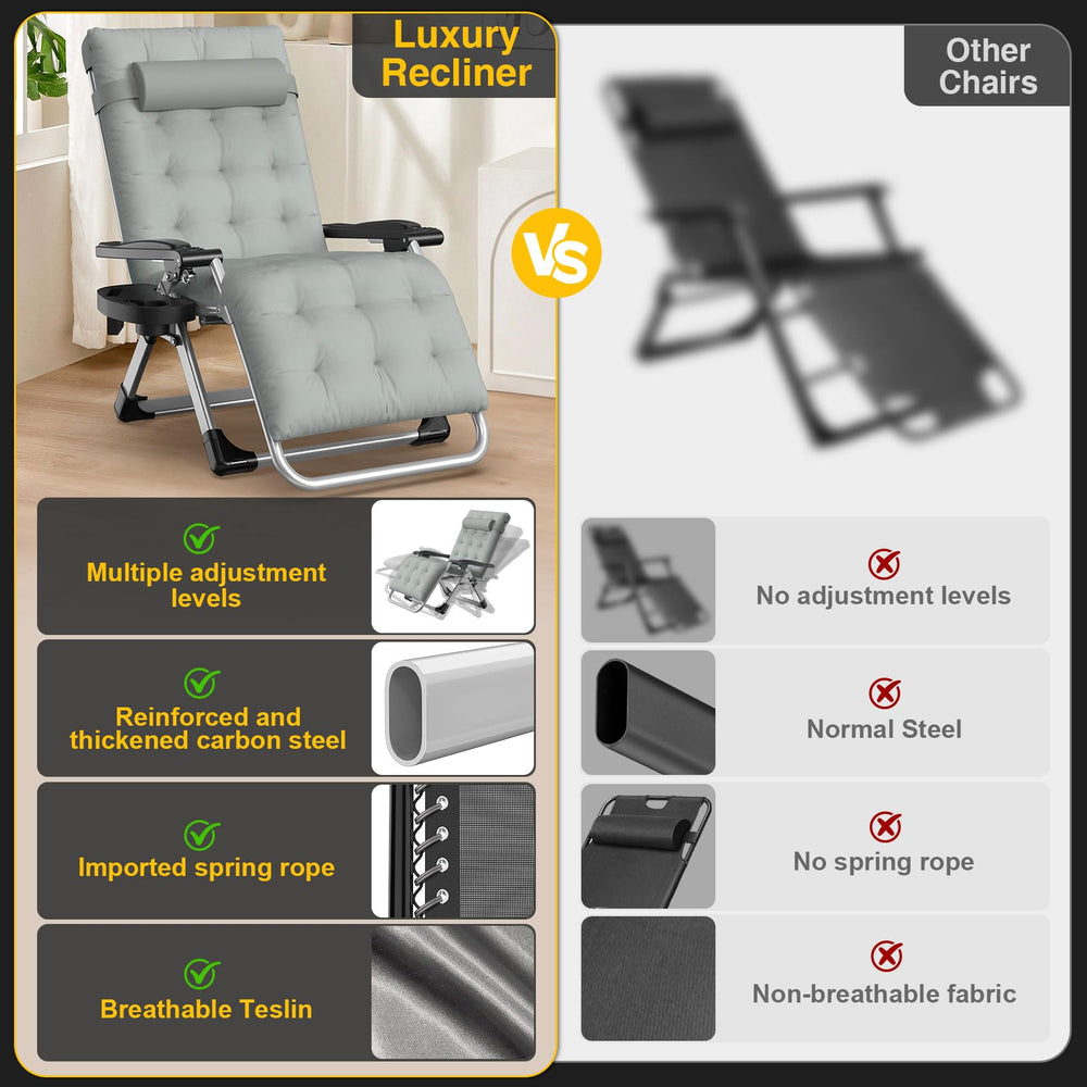 Suteck chair beside a table showing scale and sturdy frame supporting heavier users