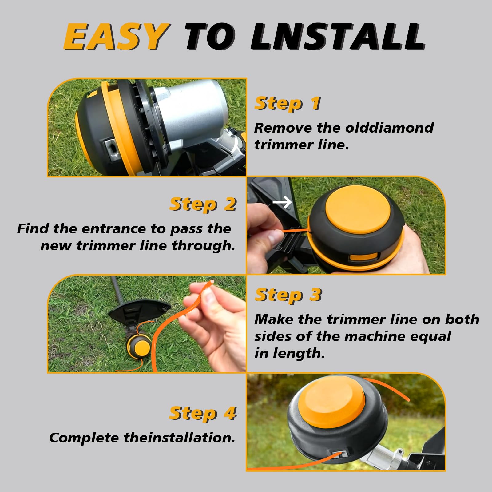 Sutmorly spool loaded in trimmer head demonstrating easy fit and faster refills