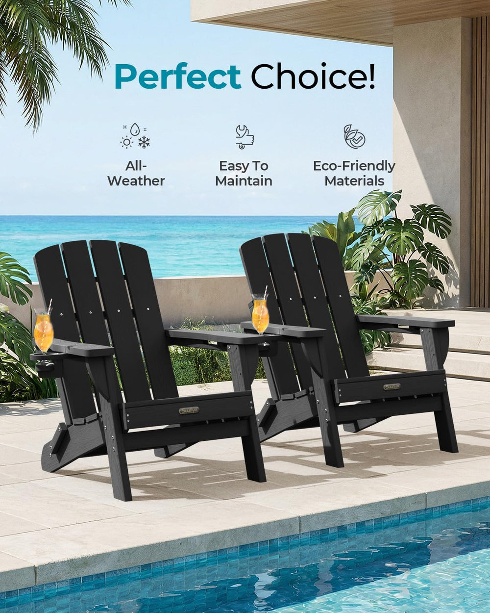 SUUNYN Adirondack on a patio demonstrating weatherproof outdoor use