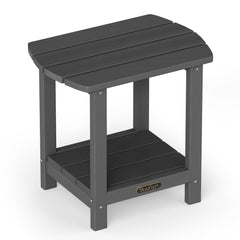 SUUNYN front view of grey 2-tier side table showing stable surface and style