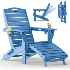 SUUNYN front view navy Adirondack chair showing sturdy frame and comfort