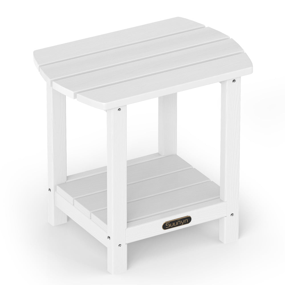 SUUNYN front view of white Adirondack end table showing clean modern look and durability