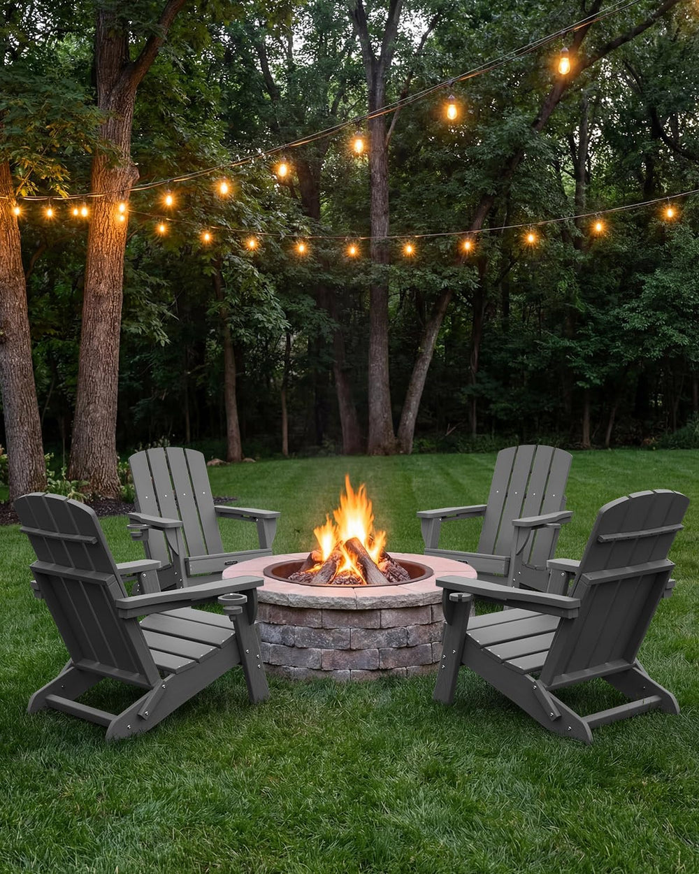 SUUNYN pair of chairs by fire pit showing cozy outdoor gathering benefit