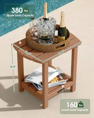 SUUNYN two-tier detail showing storage shelf for extra outdoor organization