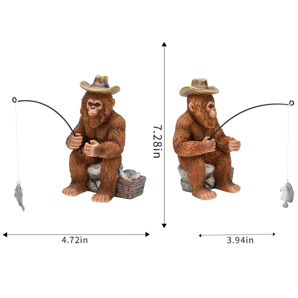 SUYNYBHF side profile of Bigfoot fishing figurine highlighting silhouette and balance