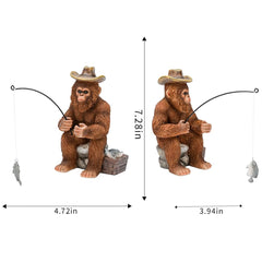 SUYNYBHF side profile of Bigfoot fishing figurine highlighting silhouette and balance