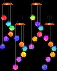 Suzile front view of hanging wind chime glowing for visual appeal