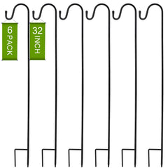 Suzile front view of six assembled shepherd hooks showing tidy garden display and durability