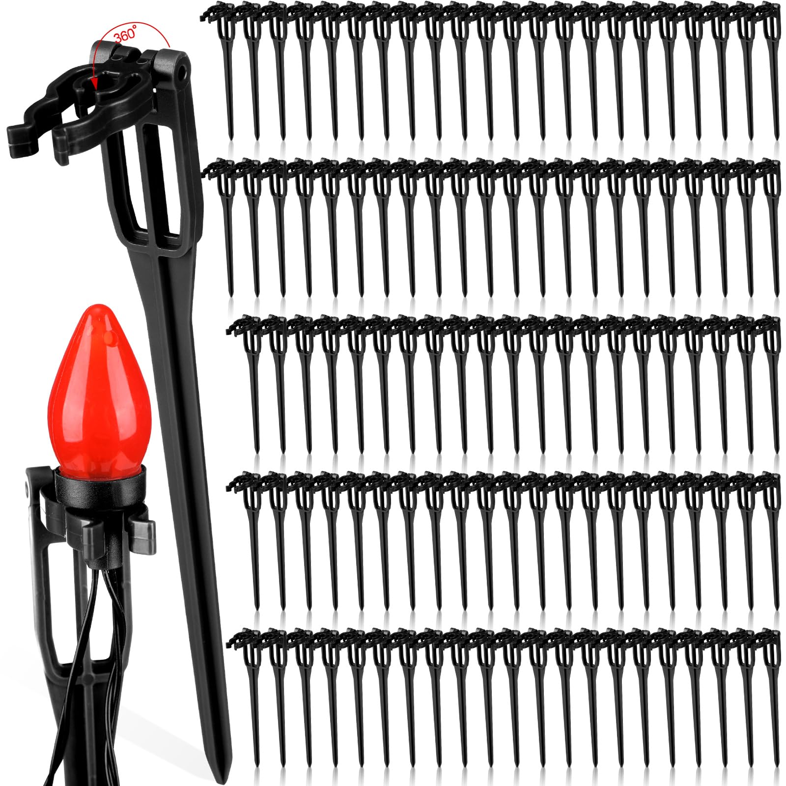 Suzile front pack of 100 stakes showing quantity and black finish for quick setup