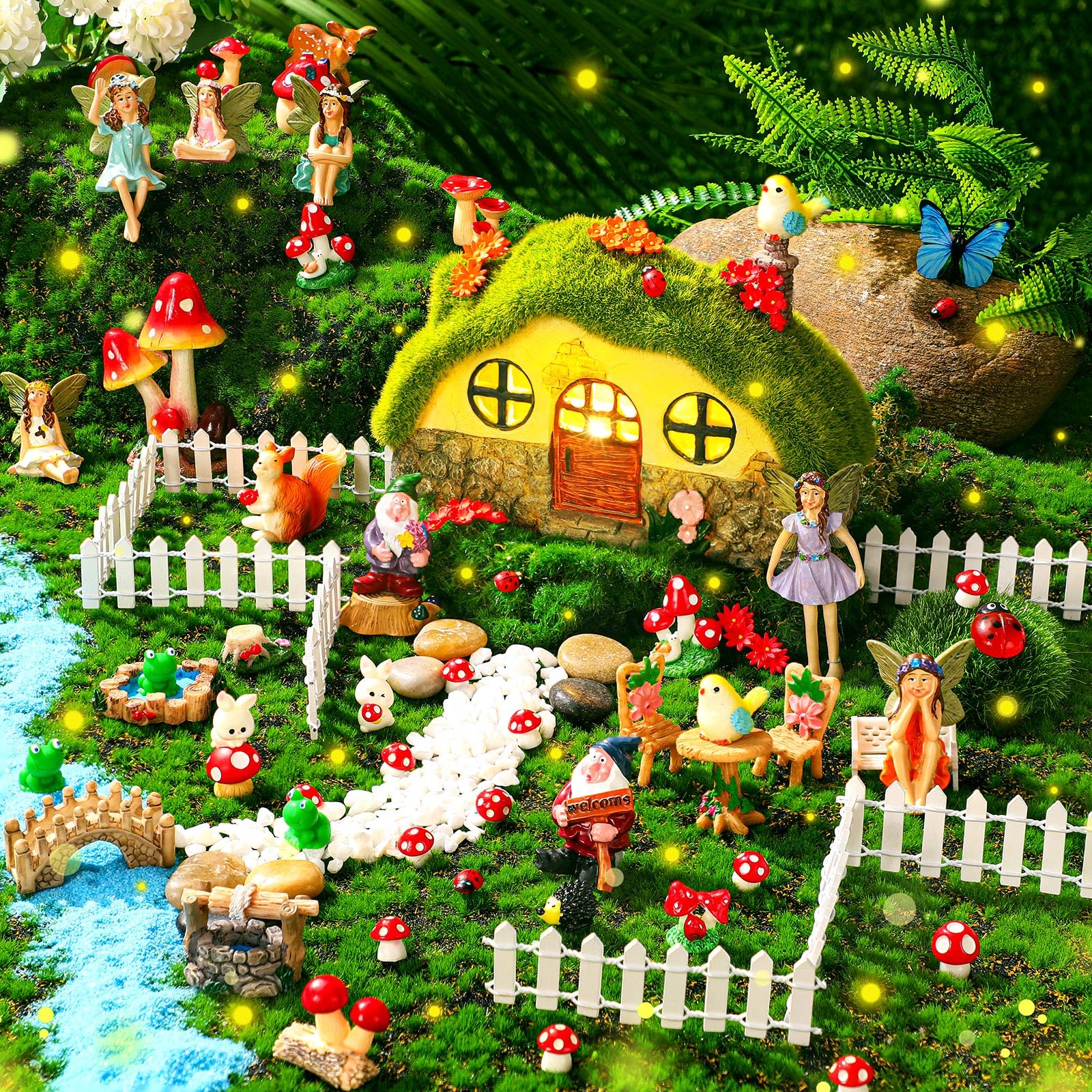 Suzile front view of solar mushroom house showing kit arrangement and charm