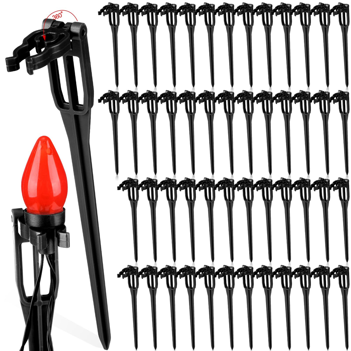 Suzile front packaging showing 50 black stakes and count for fast setup