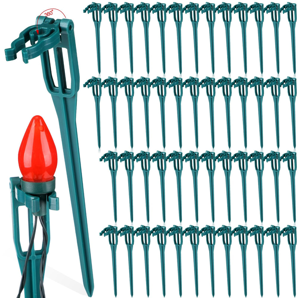 Suzile front view of 50-pack stakes showing green holders and packaging benefit durability