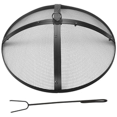 Suzile front view of black round spark screen offering ember protection