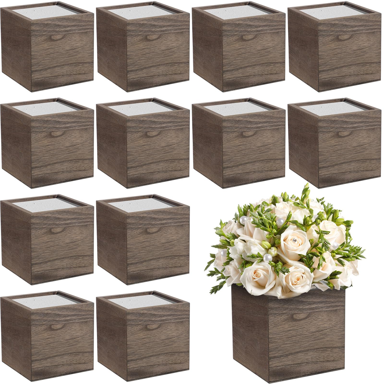Suzile front view of wooden planter box showing rustic finish and usable base
