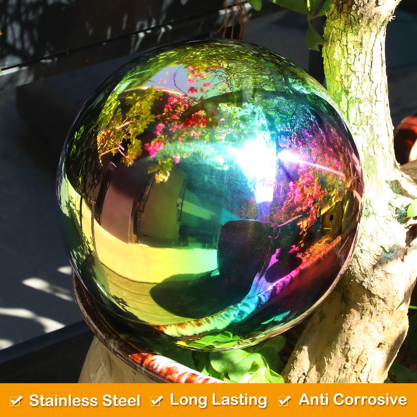 Suzile gazing globe in pond setting reflecting water and enhancing garden atmosphere