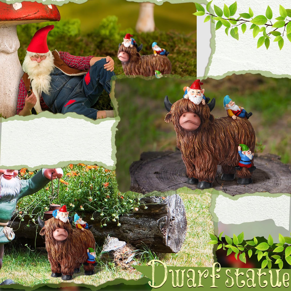 Suzile highland cow on patio table display creating charming outdoor decor
