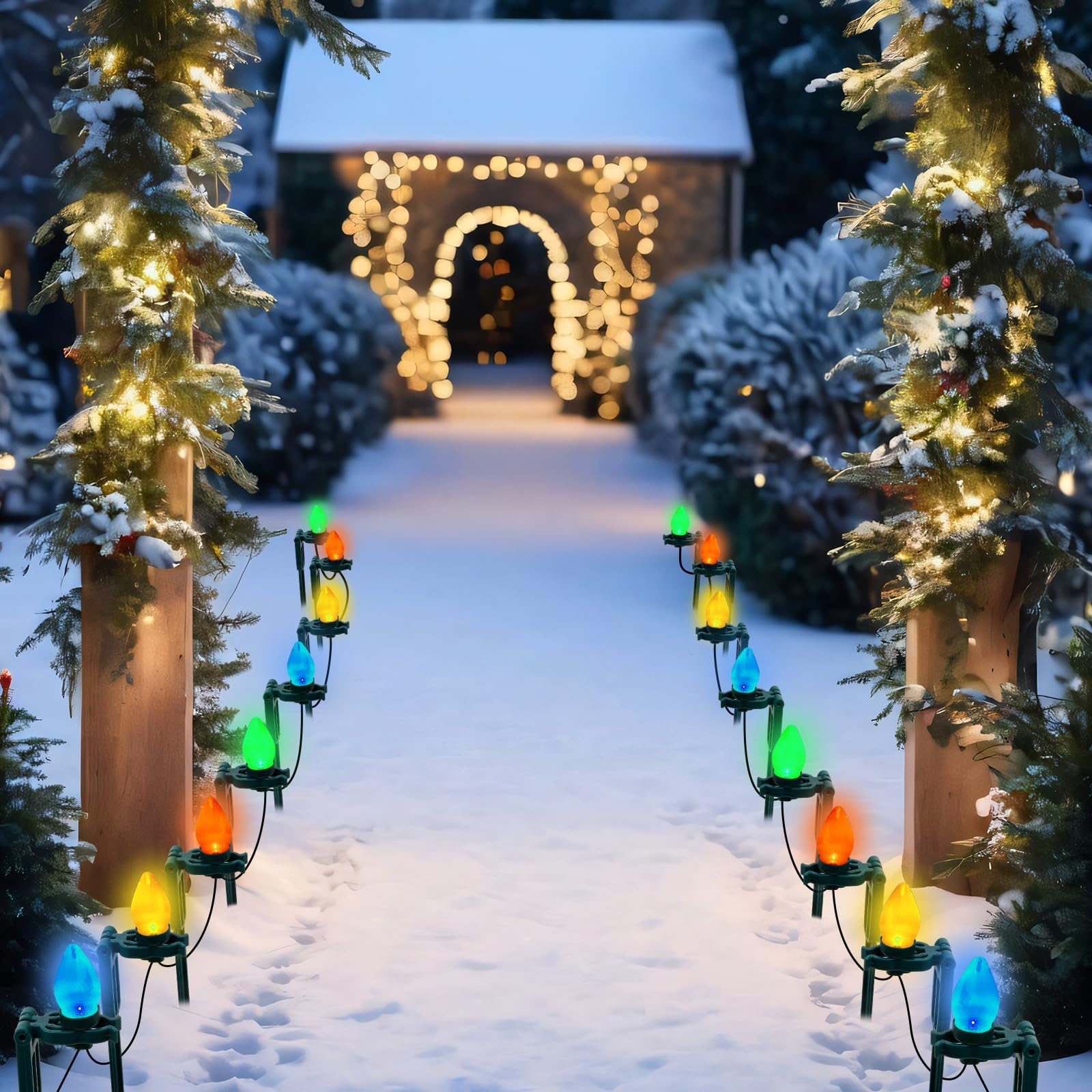 Suzile holding C9 bulbs in a garden showing stable support and hidden appearance