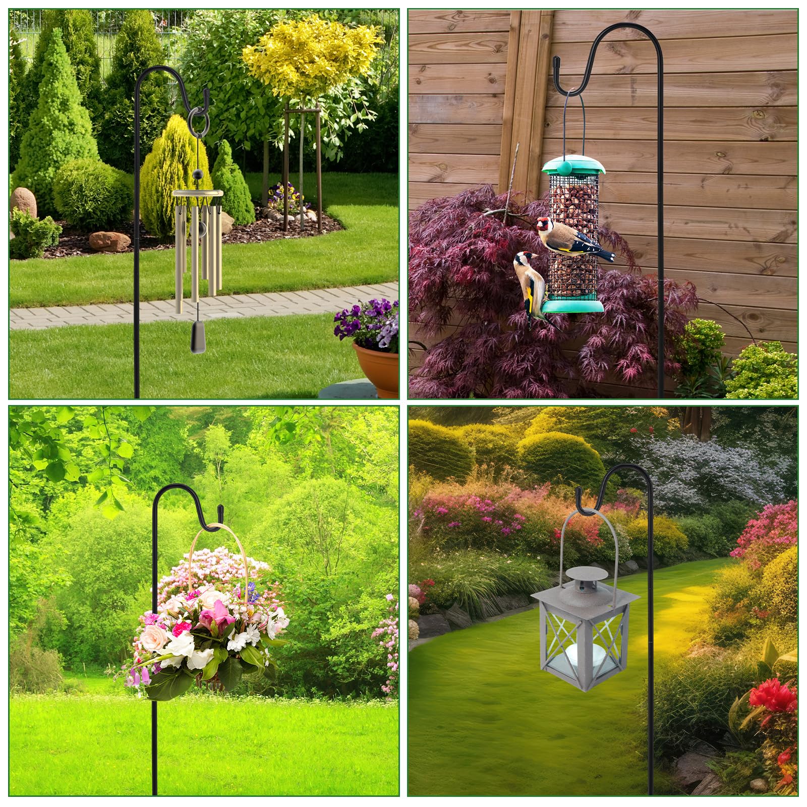 Suzile hook in lawn holding a bird feeder demonstrating easy outdoor use