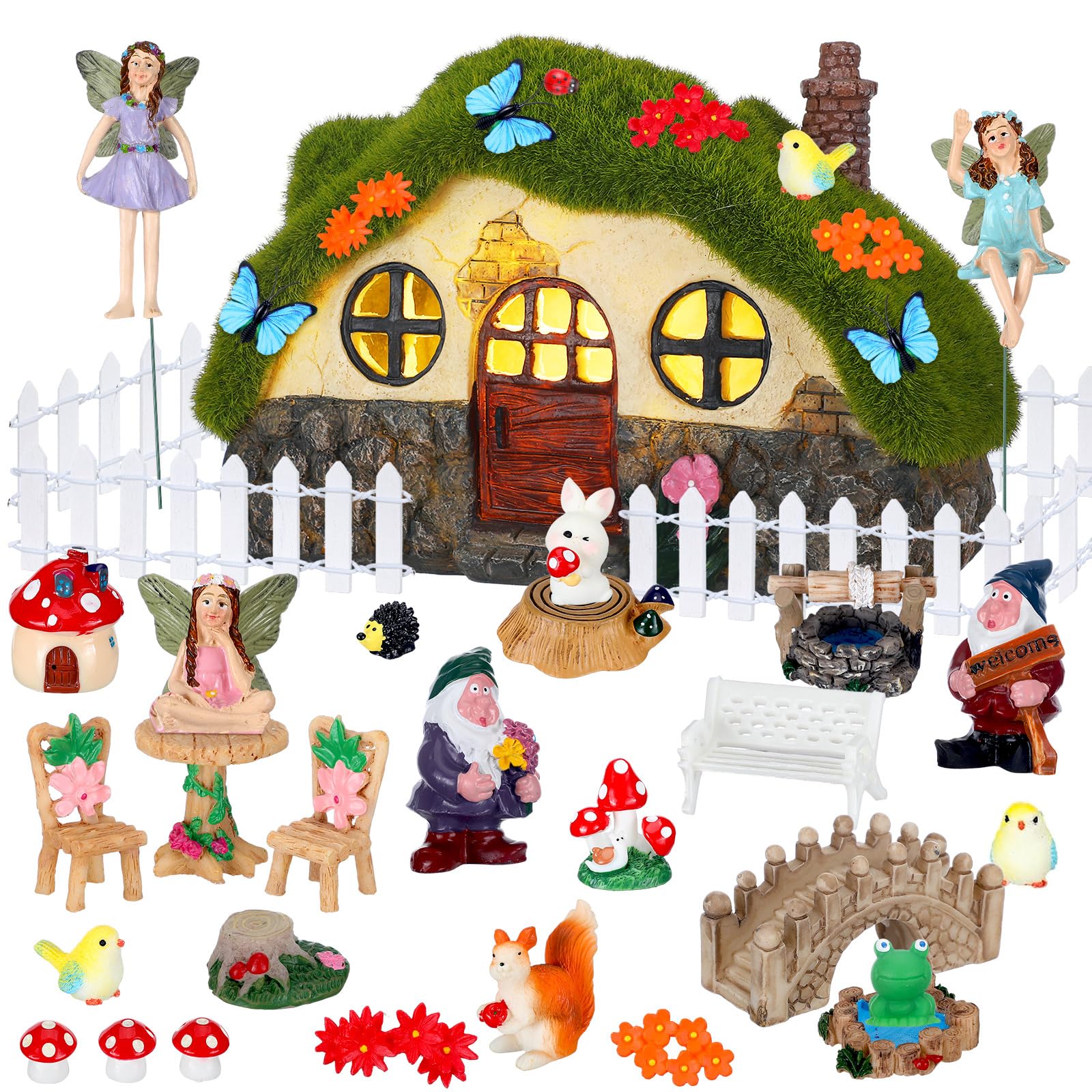 Suzile illuminated mushroom house at night creating warm garden ambience