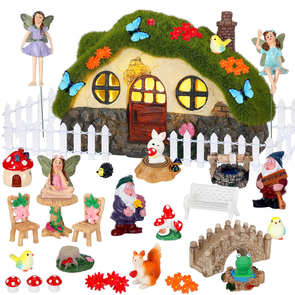 Suzile illuminated mushroom house at night creating warm garden ambience