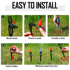Suzile stake inserted into lawn demonstrating easy ground installation benefit
