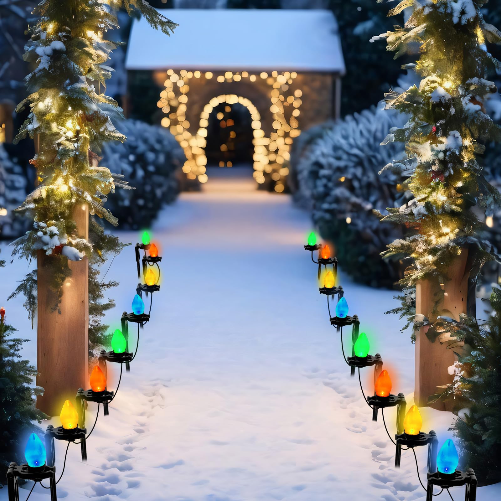 Suzile stakes lining a driveway creating defined, professional-looking lighting