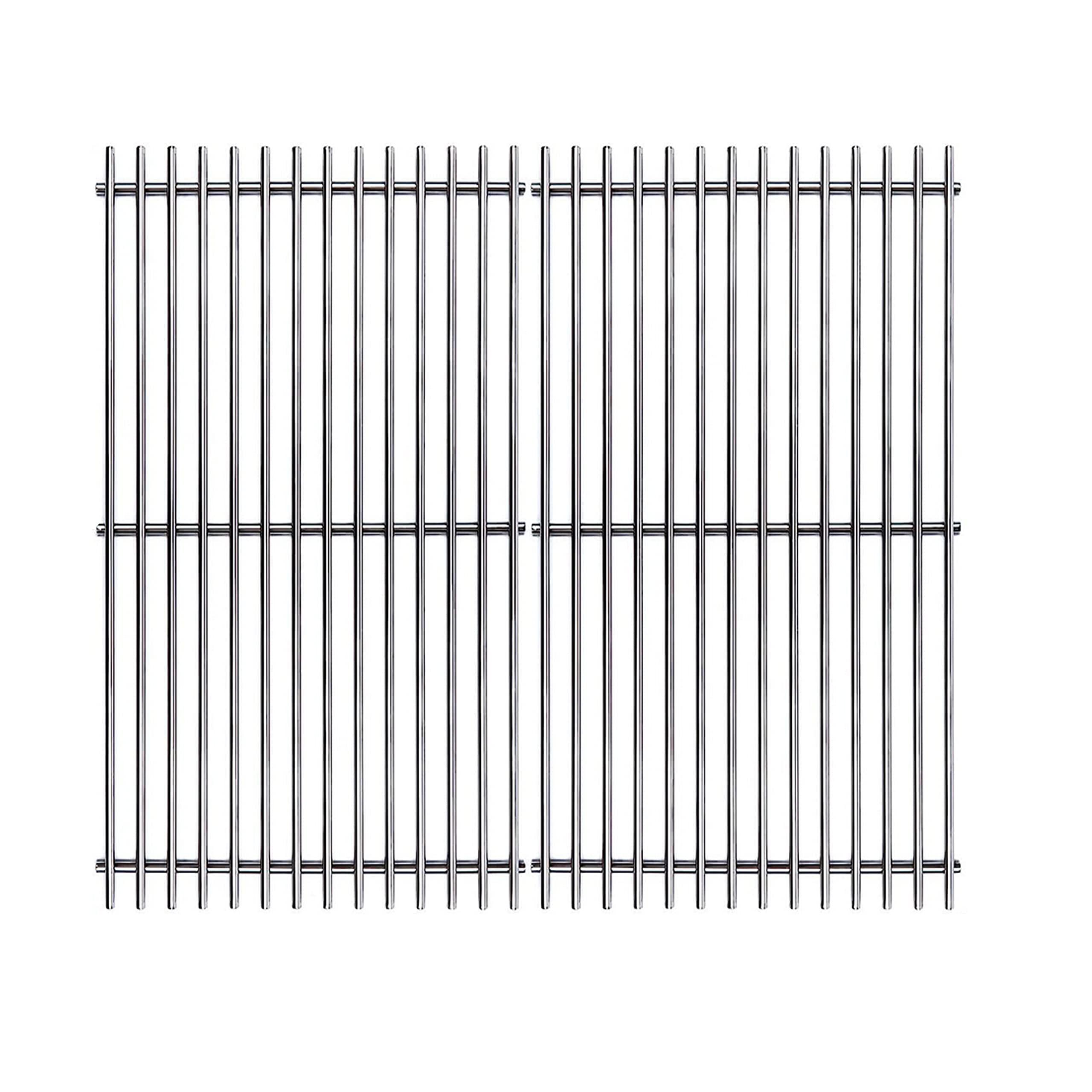 SUZLON front view of two stainless steel grates showing full surface and fit benefit