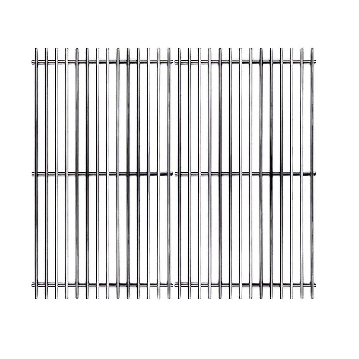 SUZLON front view of two stainless steel grates showing full surface and fit benefit