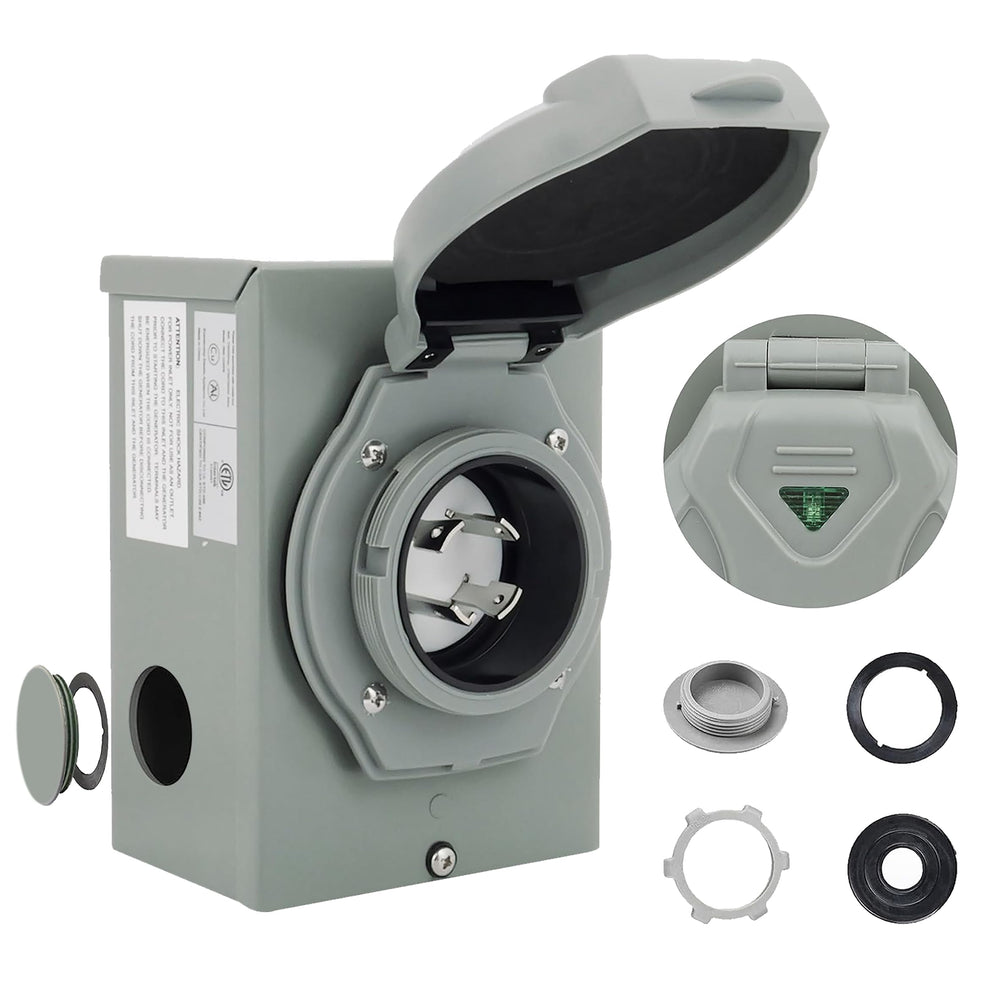SVNR front view of inlet box showing secure weatherproof connection benefit