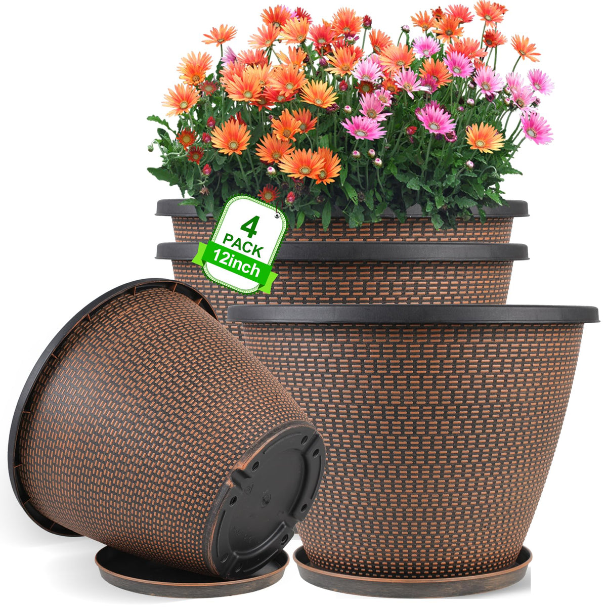 Svxtoby front view 12-inch planter showing textured design and clean silhouette for display