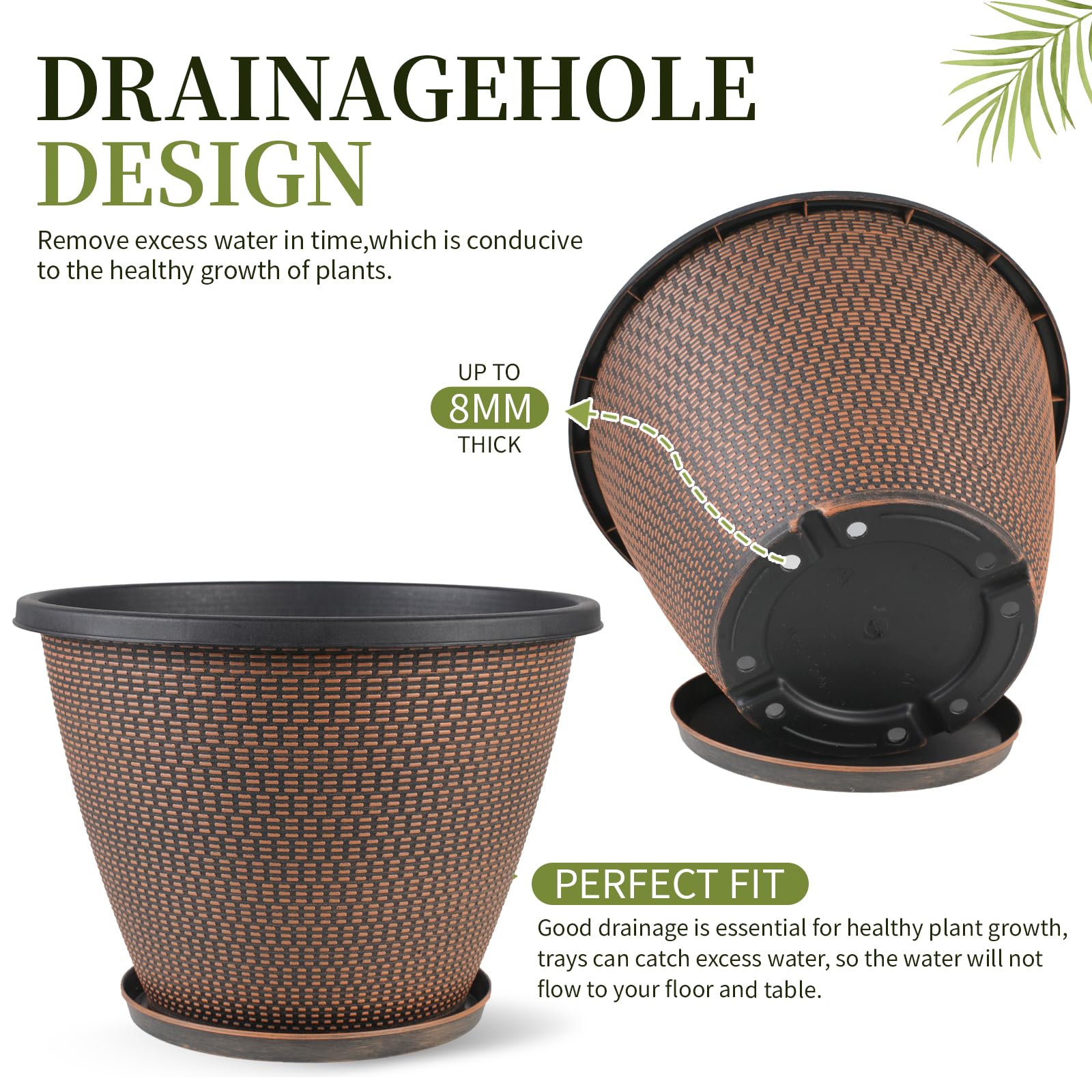 Svxtoby saucer and drainage detail showing tray catching overflow for cleaner surfaces