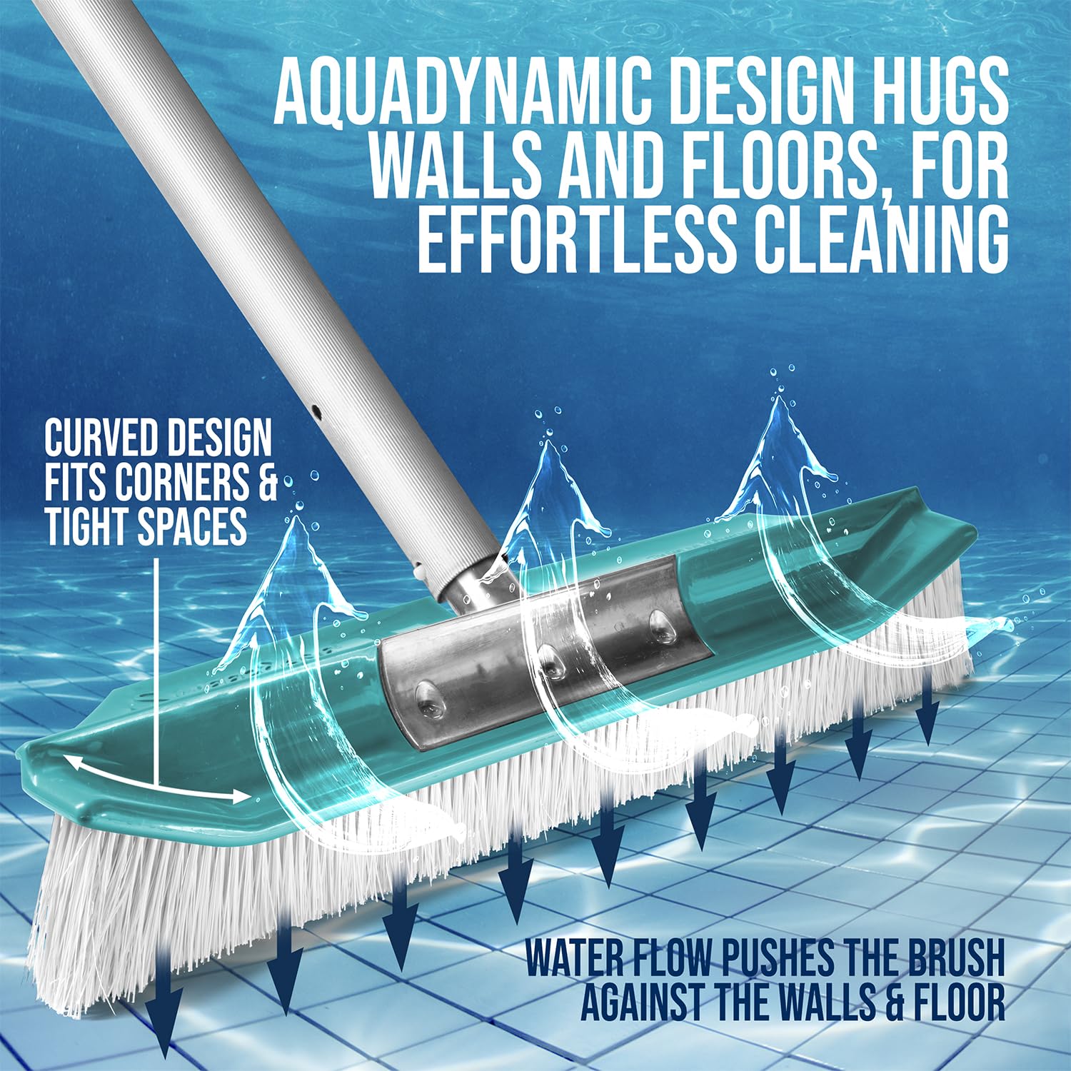 SweepEase Stingray cleaning corner and steps, showing fit into tight spaces for edge-to-edge coverage